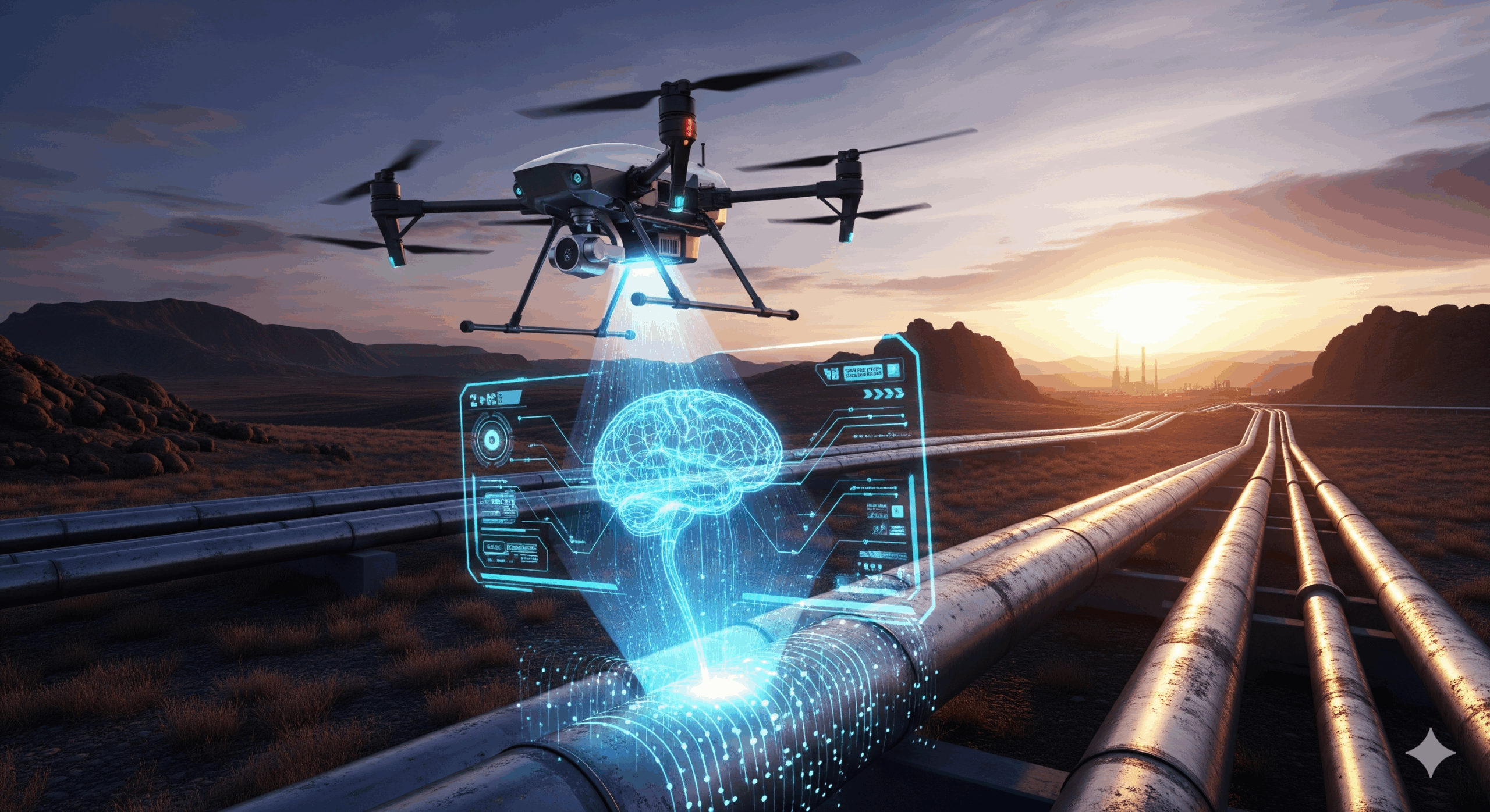 Drone thông minh ứng dụng công nghệ AI giám sát an toàn đường ống dầu khí.