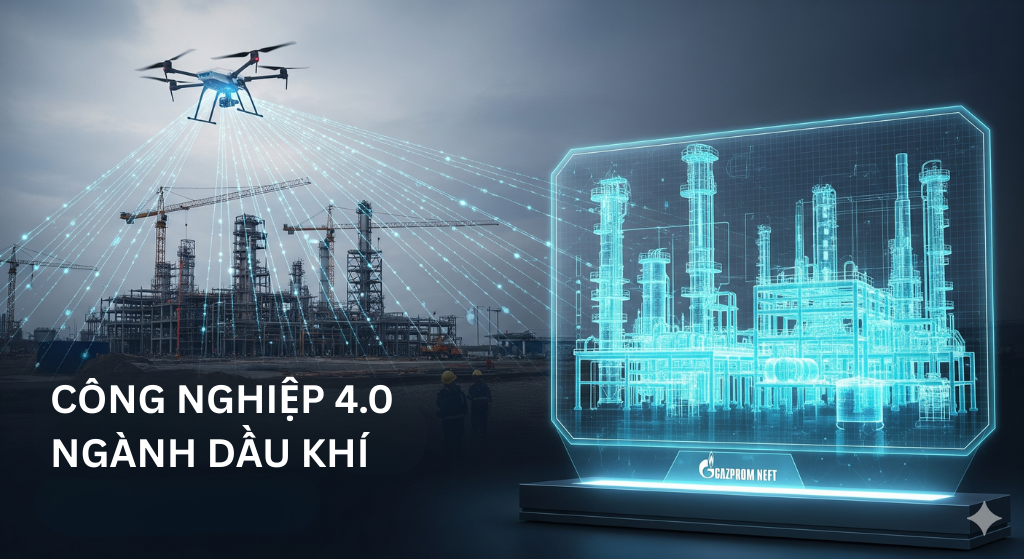 Gazprom Neft giám sát xây dựng nhà máy lọc dầu bằng drone và 'bản sao kỹ thuật số'