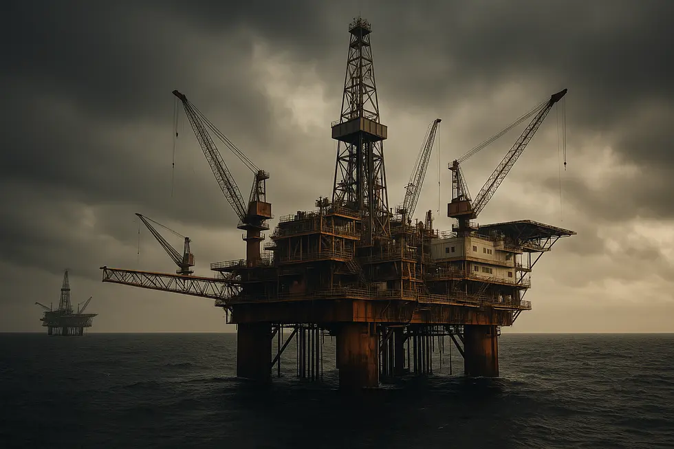 Công trình thăm dò dầu khí ngoài khơi với bối cảnh pháp lý xung quanh.