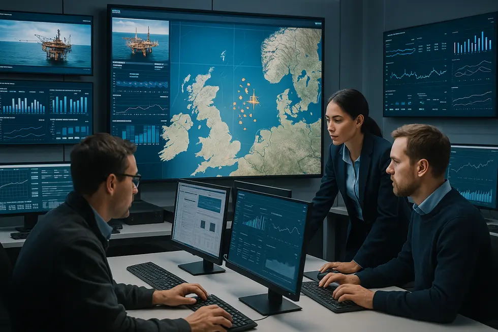 Dàn khoan dầu khí hoạt động tại Biển Bắc theo vòng cấp phép mới.