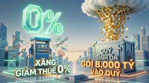 Giảm thuế xăng dầu 0% và gói bơm 8000 tỷ vào quỹ bình ổn (Ảnh minh hoạ AI)