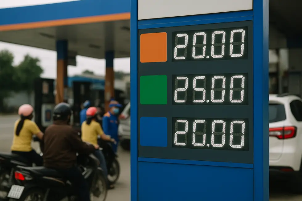 Trạm xăng với bảng giá xăng dầu cập nhật.