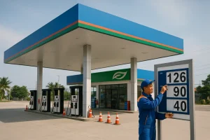 Hình ảnh một trạm xăng hiện đại tại Việt Nam trong bối cảnh điều chỉnh giá.
