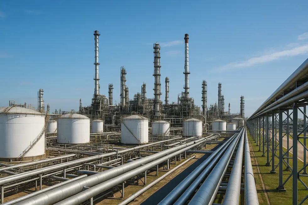 Hình ảnh nhà máy lọc hóa dầu hiện đại, biểu trưng cho sự đa dạng hóa nguồn cung.