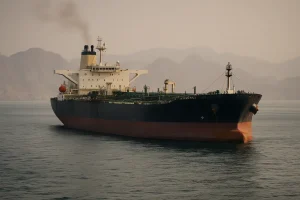 Hình ảnh tàu chở dầu tại eo biển Hormuz bị ảnh hưởng bởi gián đoạn nguồn cung.