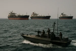 Các tàu chở dầu mắc kẹt tại eo biển Hormuz do xung đột.