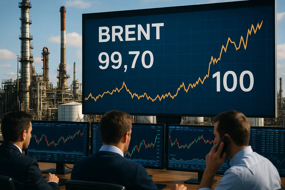 Hình ảnh thị trường dầu mỏ với giá Brent vượt 100 USD/thùng ngày 18/3.