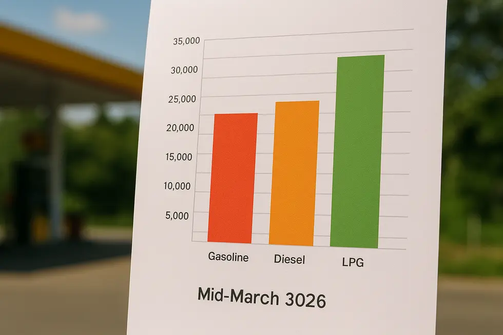 Biểu đồ hiển thị sự tăng giá nhiên liệu tại Việt Nam vào giữa tháng 3/2026.
