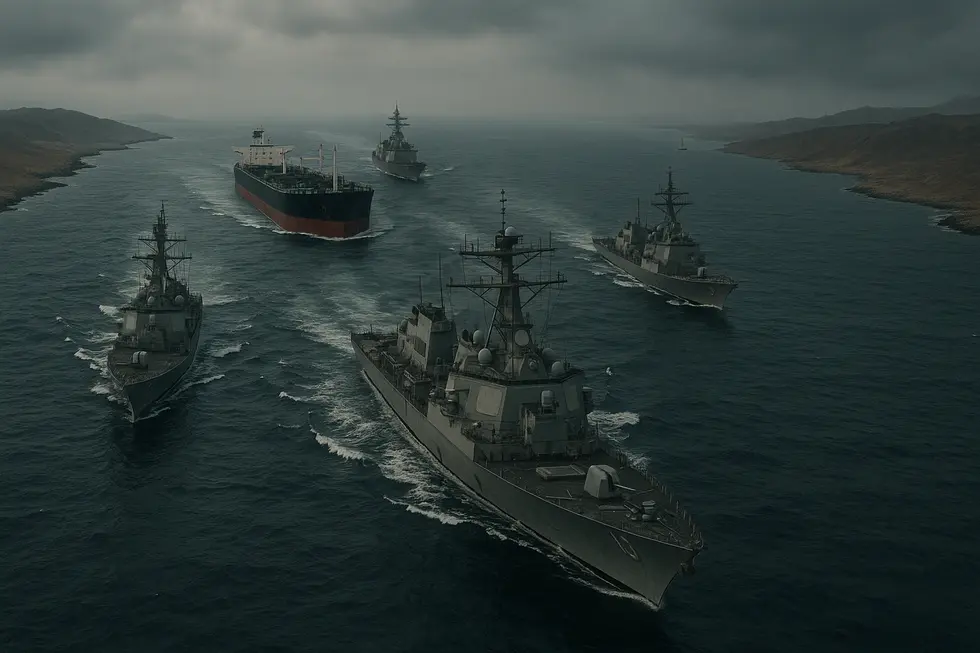 Khung cảnh căng thẳng tại Eo biển Hormuz do xung đột Mỹ-Iran.