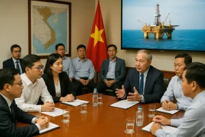 Hình ảnh một hội nghị về chiến lược năng lượng tại Việt Nam, với các nhà hoạch định chính sách.