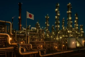 Toàn cảnh nhà máy lọc dầu tại Nhật Bản với công nghệ hiện đại.