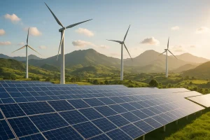 Hình ảnh biểu thị sự phát triển năng lượng tái tạo tại Việt Nam.