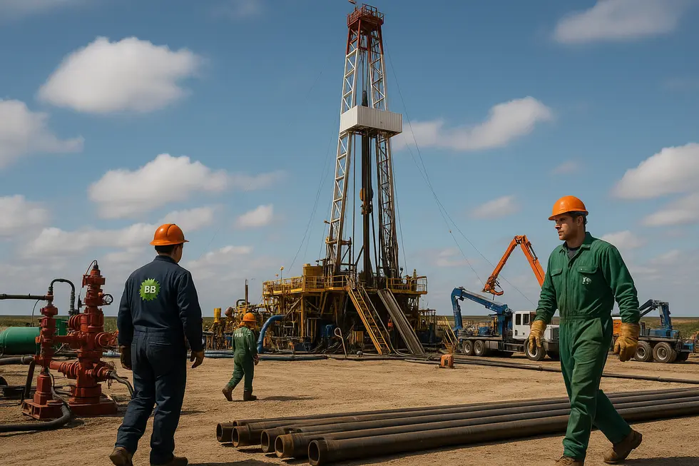 Máy khoan hiện đại trên giàn khoan dầu đá phiến của BP.