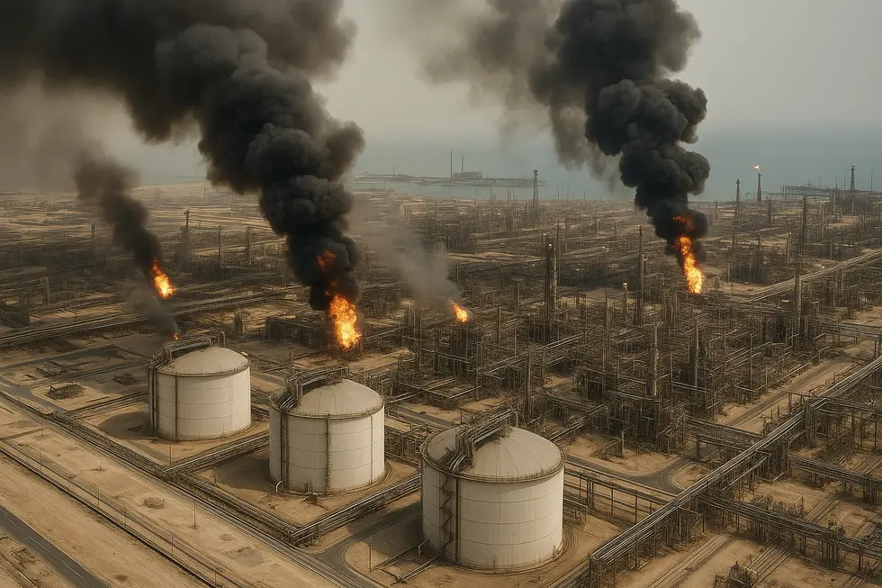 Toàn cảnh khu công nghiệp LNG bị ảnh hưởng do căng thẳng tại Qatar.