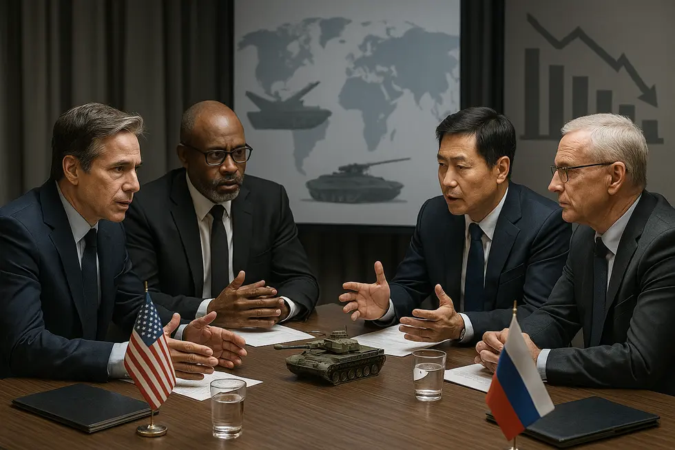 Hội đàm quốc tế căng thẳng với sự tham gia của các nước lớn.