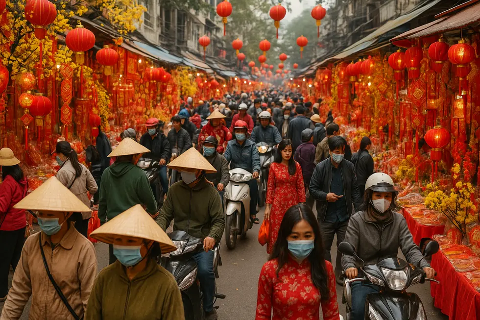 Một phiên chợ sôi động ở Việt Nam trong dịp Tết Nguyên Đán. (Ảnh minh hoạ)