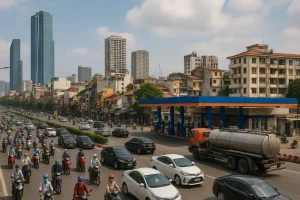 Cảnh quan thành phố Việt Nam sôi động với hoạt động kinh tế quý 1/2026.