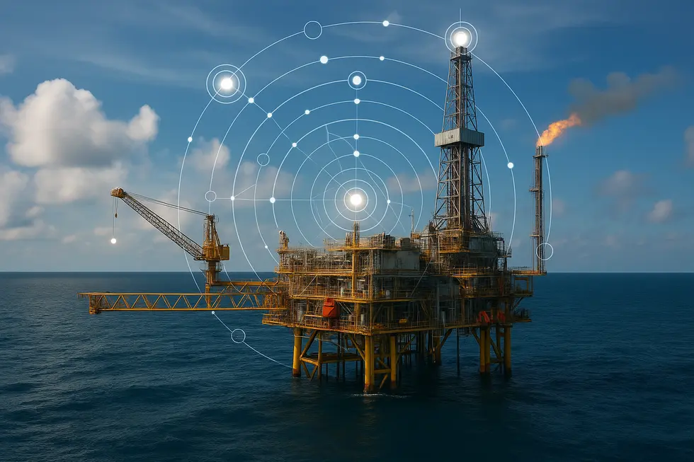 Giàn khoan dầu khai thác với sự hỗ trợ của công nghệ AI.