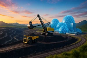 Hình ảnh nhà máy khai thác mỏ tương lai sử dụng công nghệ AI.