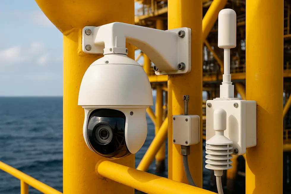 Giám sát an toàn trên giàn khoan bằng camera AI và cảm biến IoT.