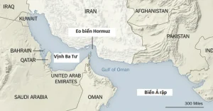Bản đồ khu vực eo biển Hormuz (Ảnh: BBC).