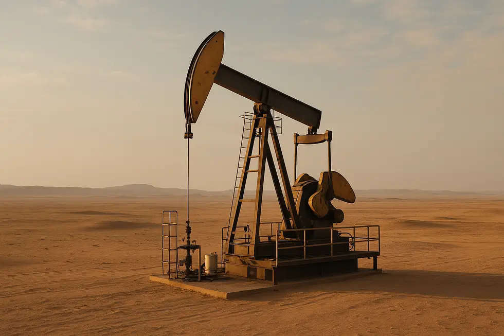 Giàn khoan dầu tại một địa điểm chiến lược phản ánh sự phụ thuộc vào dầu mỏ.