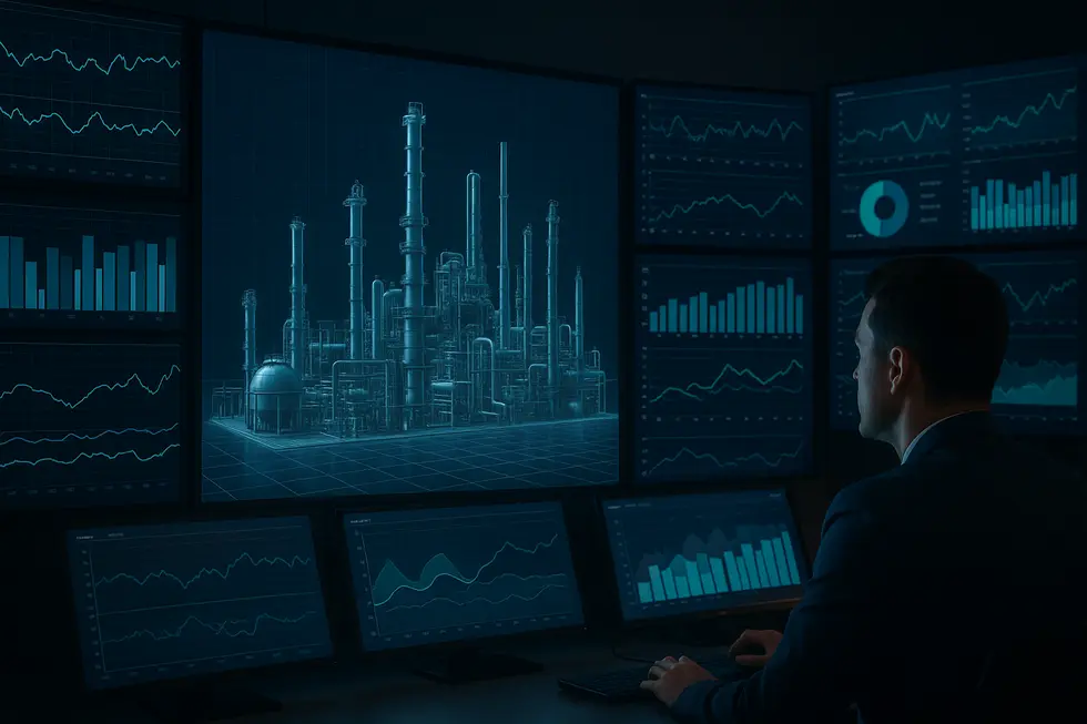 Văn phòng hiện đại với hệ thống ERP tại một tập đoàn dầu khí.