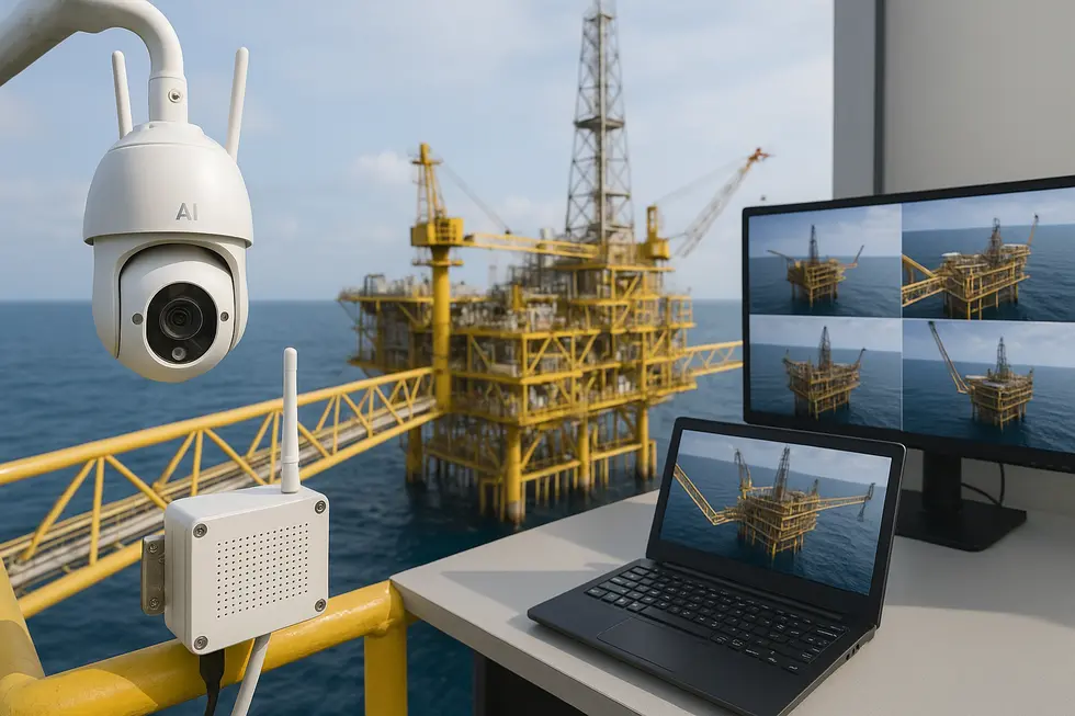 Giám sát an toàn trên giàn khoan bằng camera AI và cảm biến IoT.