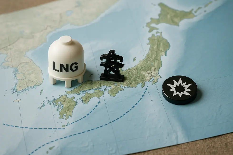 Bản đồ tuyến đường vận chuyển LNG đến Nhật Bản.