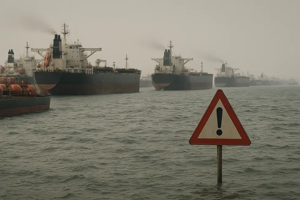 Tàu chở dầu đi qua eo biển Hormuz trong bối cảnh căng thẳng.