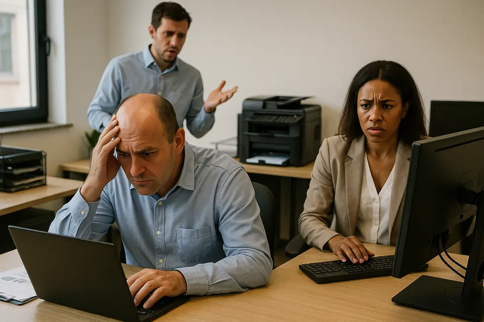 Hình ảnh của một tập đoàn lớn và doanh nghiệp nhỏ, minh họa sự khác biệt về công nghệ.