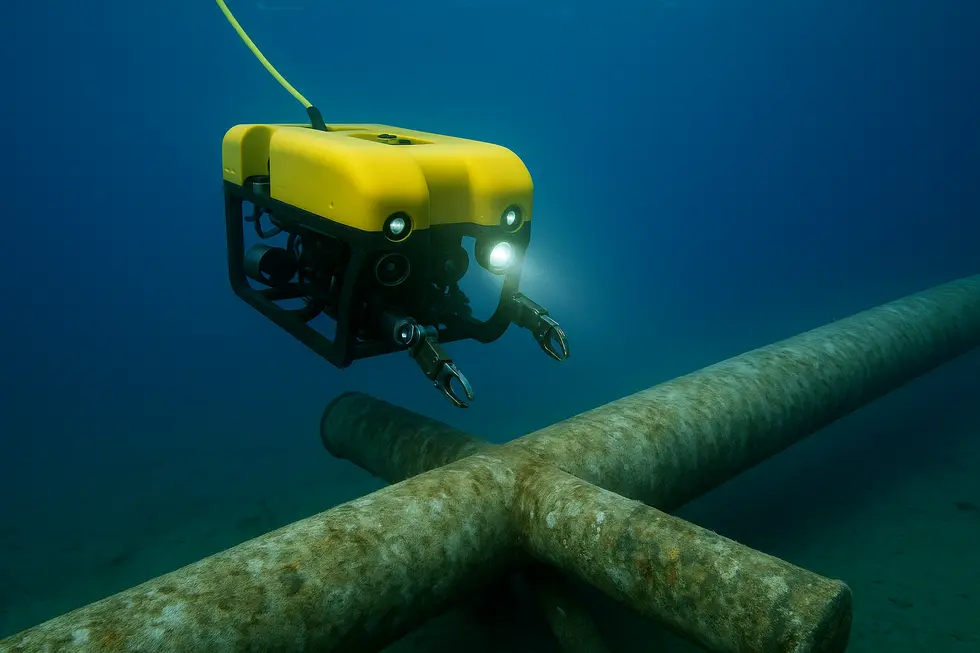 ROV đang khắc phục hư hỏng hạ tầng dưới biển.