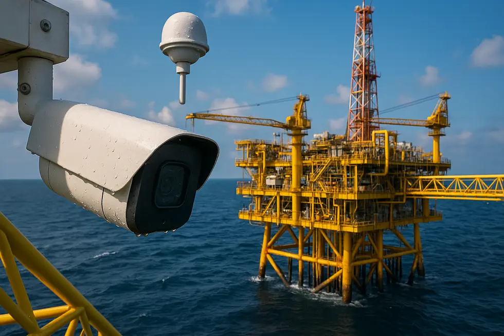 Giám sát an toàn trên giàn khoan bằng camera AI và cảm biến IoT.