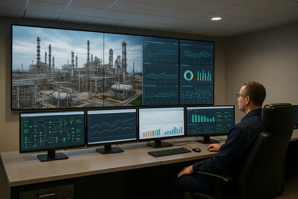 Ứng dụng cảm biến IoT trong giám sát nhà máy dầu khí.