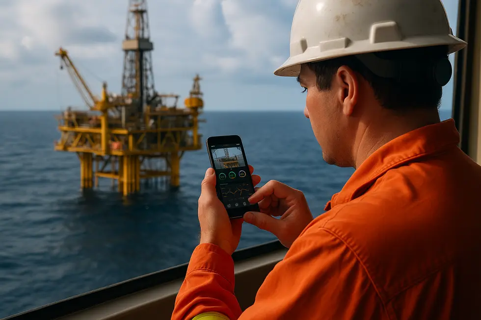 Thiết bị kết nối trong giàn khoan thông minh sử dụng công nghệ IoT để tối ưu hóa hoạt động.