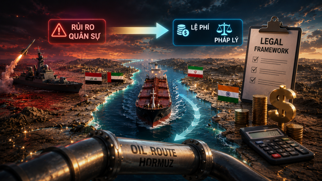 Tuyến dầu qua Hormuz: Từ rủi ro quân sự sang bài toán lệ phí và pháp lý