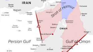 Bản đồ eo biển Hormuz cho thấy các khu vực nằm dưới sự kiểm soát của lực lượng vũ trang Iran, theo Cơ quan Quản lý Eo biển Vịnh Ba Tư của Iran. (Nguồn- X:PGSA_IRAN)