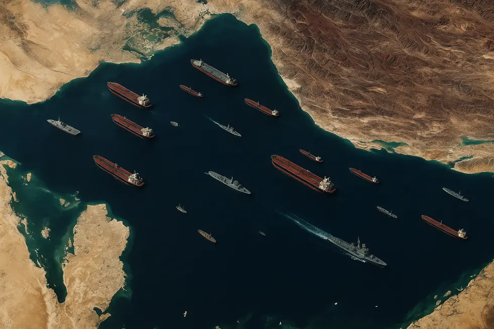 Toàn cảnh EO biển Hormuz, cửa ngõ vận chuyển dầu mỏ quan trọng.