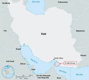Vị trí thành phố cảng Bandar Abbas ở miền nam Iran. Đồ họa: Britannica