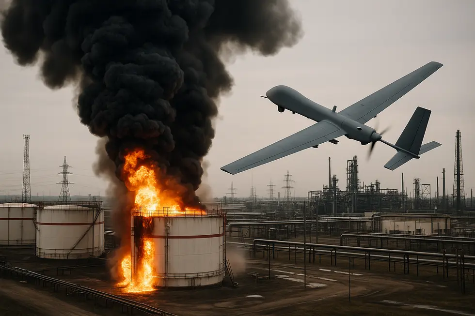 Cuộc tấn công UAV của Ukraine vào nhà kho dầu Nga.
