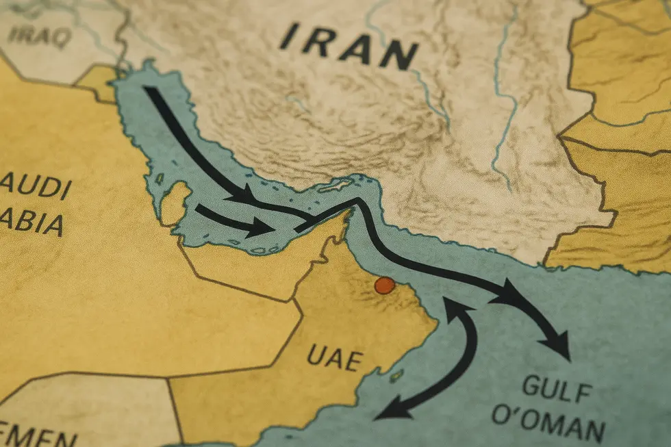 Eo biển Hormuz, tuyến hàng hải chiến lược quan trọng giữa Mỹ và Iran.