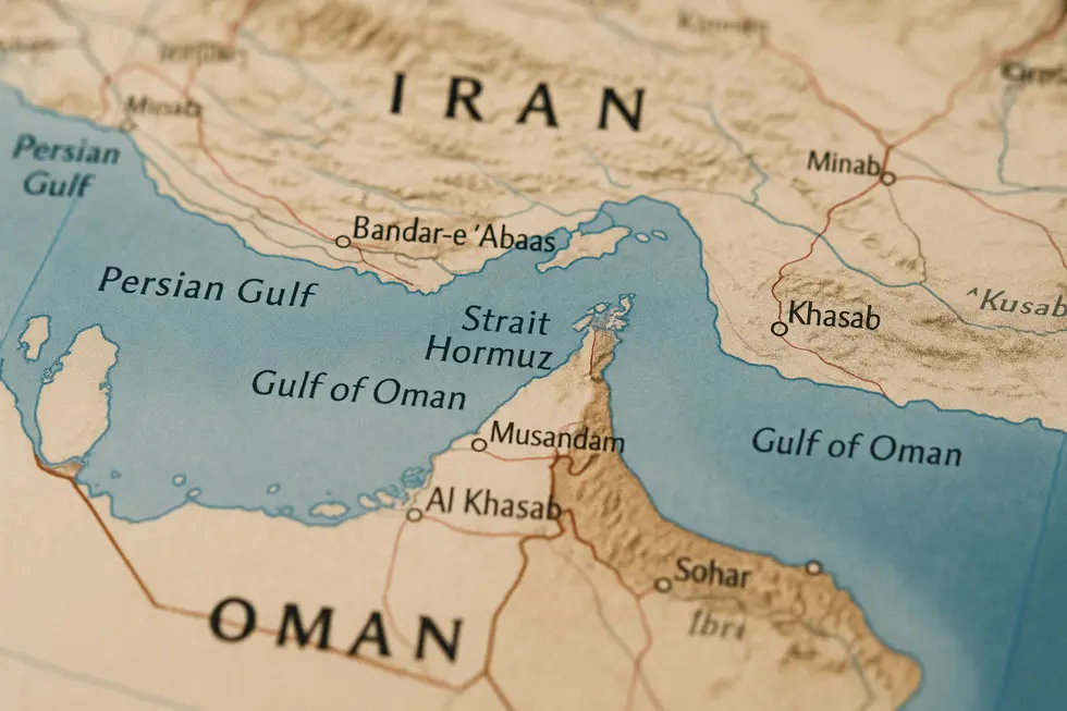 Bản đồ Eo Hormuz: vị trí chiến lược trong vận chuyển dầu mỏ và LNG.