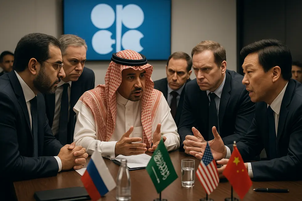 Xe tăng dầu đi qua eo biển Hormuz dưới sự giám sát quân sự.