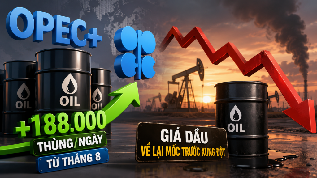 OPEC+ tăng sản lượng thêm 188.000 thùng/ngày từ tháng 8, giá dầu thế giới về lại mốc trước xung đột