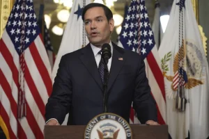 Ngoại trưởng Marco Rubio phát biểu tại Washington, DC. Evan Vucci/AP