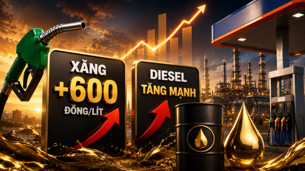 Giá xăng dầu ngày 20/08/2026: Xăng tăng gần 600 đồng/lít, dầu diesel tăng mạnh