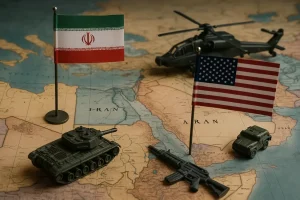 Biểu tượng thể hiện sự căng thẳng địa chính trị giữa Iran và Mỹ.