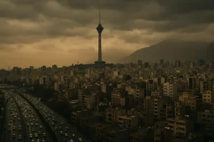 Khung cảnh Tehran thể hiện áp lực kinh tế và thách thức đến từ các yếu tố địa chính trị.