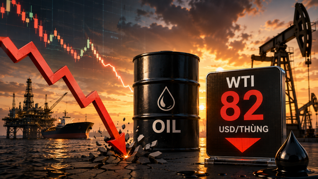 Giá dầu thô ngày 13/08/2026: Đứt mạch tăng 5 phiên liên tiếp, WTI lùi sâu về mốc 82 USD