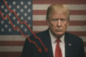 Hình ảnh tổng hợp về sự suy giảm tín nhiệm của Trump và các yếu tố liên quan.